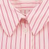 Collar long sleeved contrasting striped shirt top for women