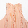 Sleeveless layered decorative vest mid length top for women