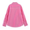 Collar long sleeved contrasting striped shirt top for women4