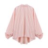 Collar long sleeved contrasting striped shirt top for women