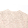 Round neck transparent stiff yarn bow decoration knitted short sleeved top for women
