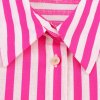 Collar long sleeved contrasting striped shirt top for women4